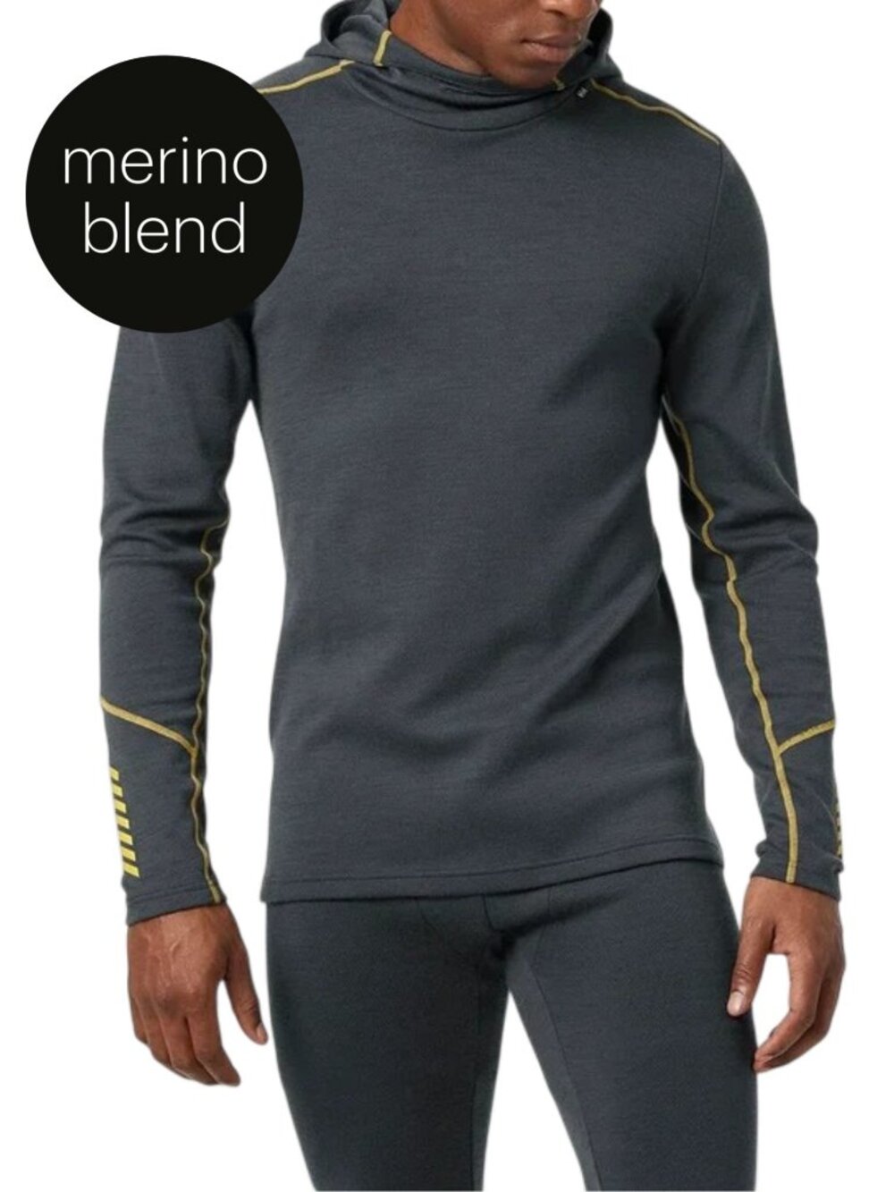 HELLY HANSEN Grey LIFA Merino Midweight Base Layer Hoodie size XL
